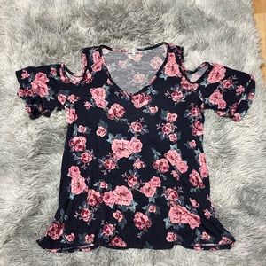 Floral Open Shoulder Top